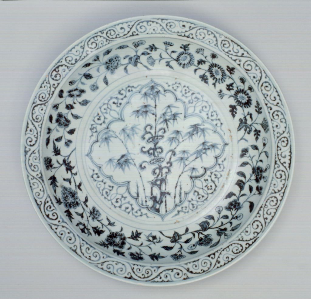 图片[2]-Blue and white ganoderma lucidum plate-China Archive